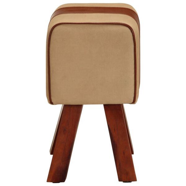 vidaXL Gymnastick&aacute; lavička 38 cm hned&aacute; prav&aacute; koža a mangov&yacute; mas&iacute;v