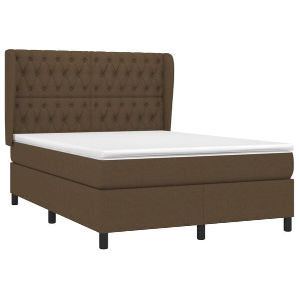 vidaXL Boxspring posteľ s matracom tmavohned&aacute; 140x200 cm l&aacute;tka