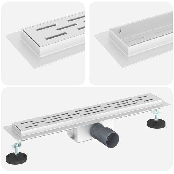 vidaXL Sprchov&yacute; odtok s l&iacute;niov&yacute;m dizajnom Strieborn&aacute; 60 cm