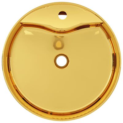 vidaXL Umývadlo s prepadom 46,5x15,5 cm keramické zlaté