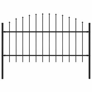 vidaXL Z&aacute;hradn&yacute; plot Woerden s vrchnou časťou v tvare o&scaron;tepu, oceľov&yacute; 170x125 cm, čierny