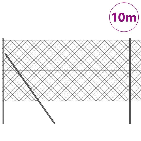 vidaXL Stĺp na plot. Siv&aacute; 10 x 1,4 m (60 x 60 mm mriežka) Ocel a PVC