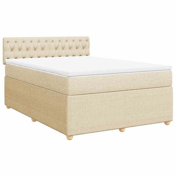vidaXL Posteľn&yacute; r&aacute;m boxspring s matracom kr&eacute;mov&yacute; 160x200 cm l&aacute;tka
