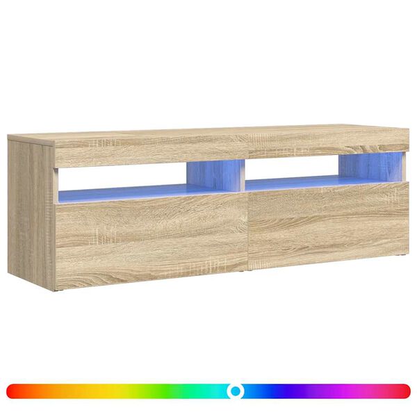 vidaXL TV skrinka s LED svetlami dub sonoma 120x35x40 cm