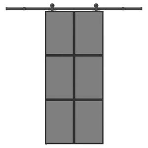 vidaXL Posuvné dvere s kovaním tvrdené sklo a hliník úzke 90x205 cm