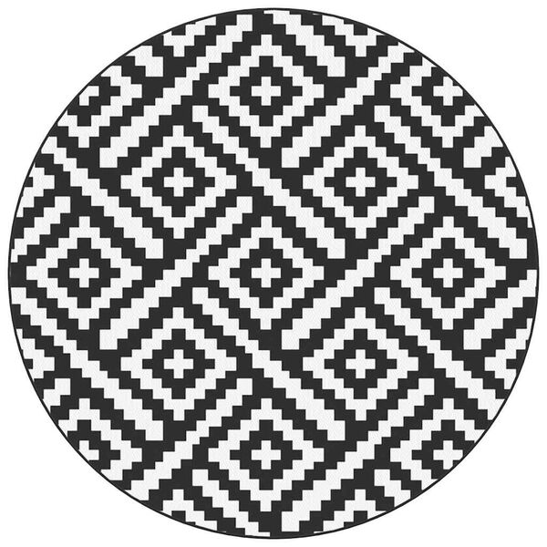 vidaXL Vonkajší koberec ARAKIL bielo-čierny Ø200 cm PP