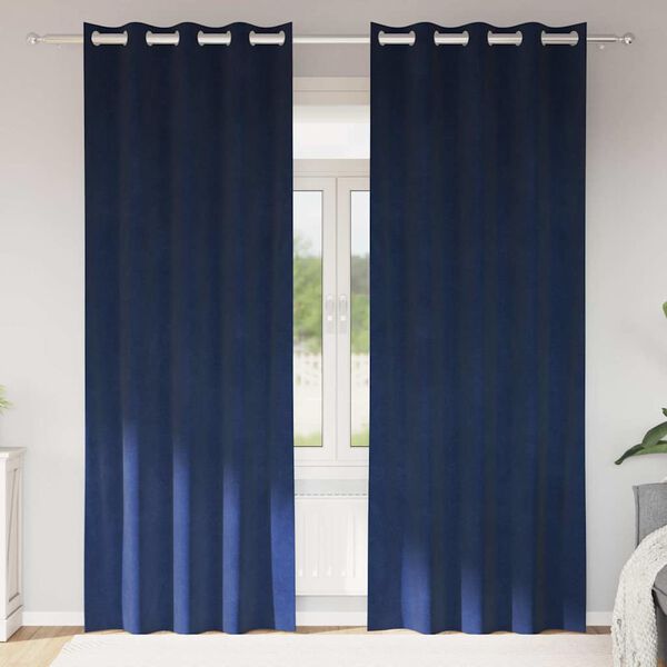 vidaXL Zatemňovacie závesy 2 pcs Tmavomodrá 140 x 260 cm Zamat