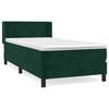 vidaXL Posteľn&yacute; r&aacute;m boxsping s matracom tmavozelen&yacute; 90x200 cm zamat