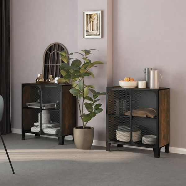 vidaXL &Uacute;ložn&eacute; skrinky 2 ks rustik&aacute;lne hned&eacute; 72x36x82 cm kov a MDF