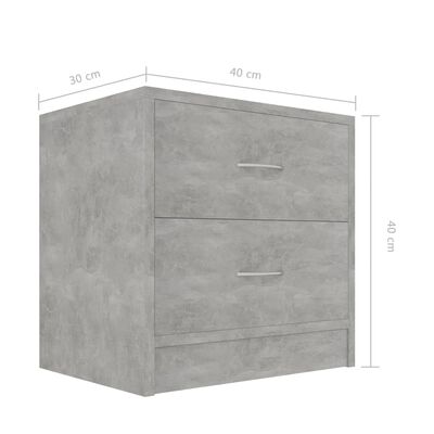 vidaXL Nočný stolí,k betónovo sivý 40x30x40 cm, drevotrieska