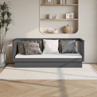 vidaXL Denná posteľ sivá 75x190 cm borovicový masív