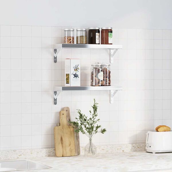 vidaXL Držiaky políc 4 ks 15x2,5x11,5 cm strieborná nerezová oceľ