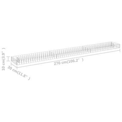 vidaXL Gabiónový vyvýšený záhon pozinkovaná oceľ 270x30x10 cm