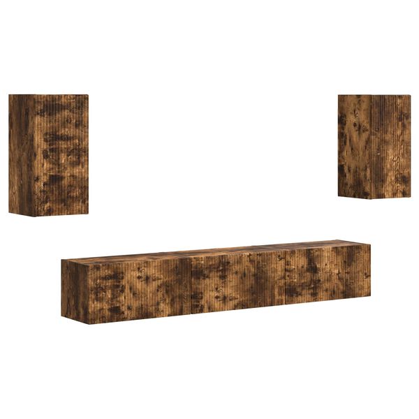 vidaXL Zostava TV skriniek N&aacute;stenn&yacute; 5 pcs Dymov&aacute; dub Kompozitn&eacute; drevo