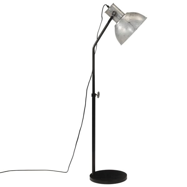 vidaXL Podlahov&aacute; lampa 25 W starožitn&aacute; strieborn&aacute; 30x30x90-150 cm E27