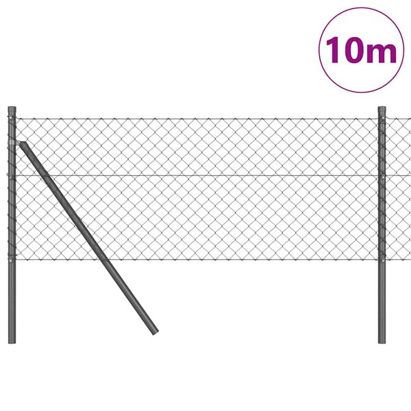 vidaXL Stĺp na plot. Siv&aacute; 10 x 0,4 m (40 x 40 mm sieť) Ocel a PVC