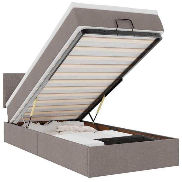 vidaXL Osmansk&aacute; posteľ s matracom sivohned&aacute; 100x200 cm l&aacute;tka