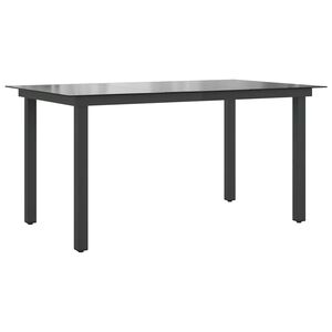 vidaXL Z&aacute;hradn&yacute; st&ocirc;l, čierny 150x90x74 cm, hlin&iacute;k a sklo