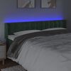 vidaXL Čelo postele s LED tmavozelen&eacute; 163x16x78/88 cm zamat