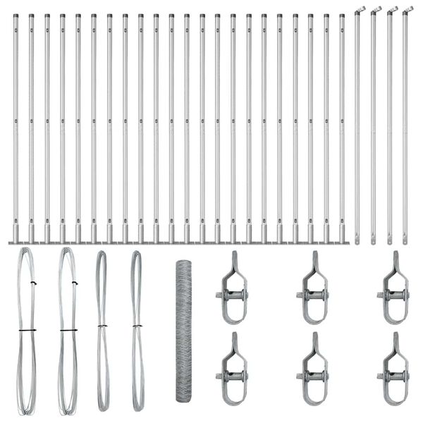 vidaXL Stĺp na plot. Strieborn&aacute; 50 x 1,2 m (36 mm sieť) Oceľ
