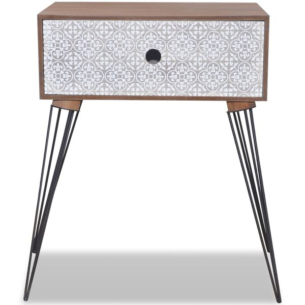 vidaXL Nočný stolík s 1 zásuvkou, obdĺžnikový, hnedý