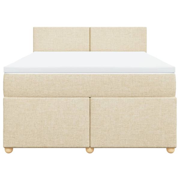 vidaXL Boxspring posteľ s matracom kr&eacute;mov&yacute; 140x190 cm l&aacute;tka