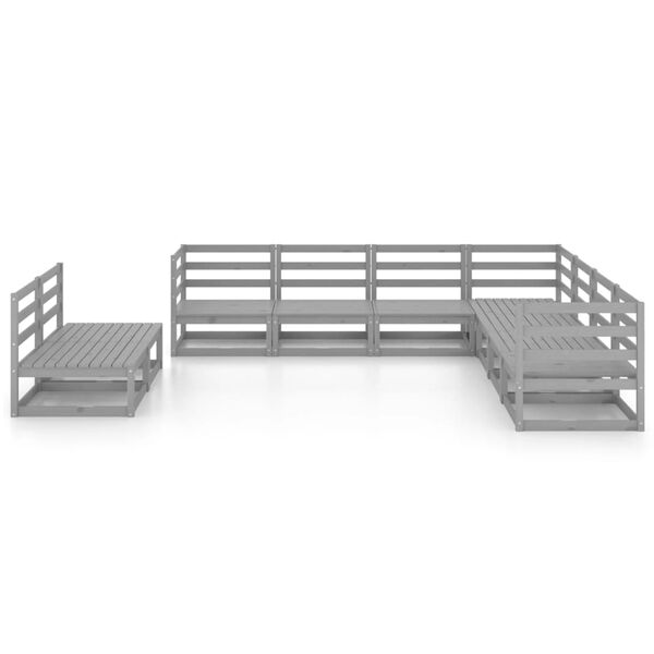 vidaXL 9-dielna záhradná sedacia súprava sivá borovicový masív