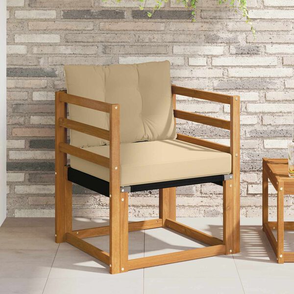 vidaXL Vonkaj&scaron;ia pohovka Mas&iacute;vne ak&aacute;ciov&eacute; drevo a textil&eacute;n Pr&iacute;rodn&aacute;