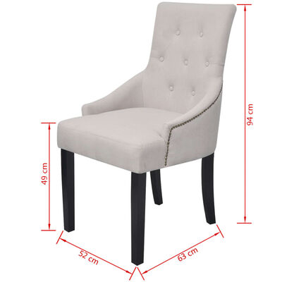 vidaXL Jedálenské stoličky 2 ks, krémovo sivé, látka