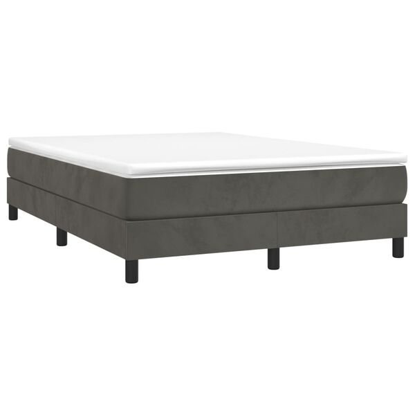 vidaXL Posteľný rám boxspring s matracom tmavosivý 140x190 cm zamat