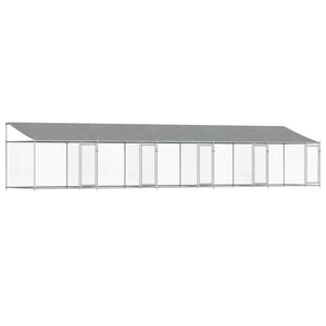 vidaXL Klietka pre psa so strechou a dverami siv&aacute; 10x2x2m pozink. oceľ