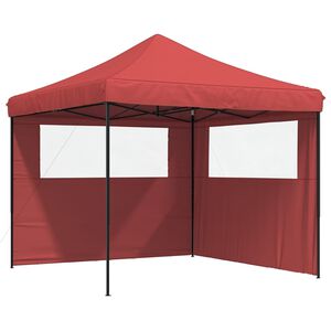vidaXL Skladac&iacute; pop-up p&aacute;rty stan s 2 bočn&yacute;mi stenami burgundsk&yacute;