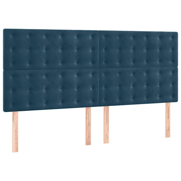 vidaXL Čelo postele tmavomodr&eacute; 200x5x118/128 cm zamatov&eacute;