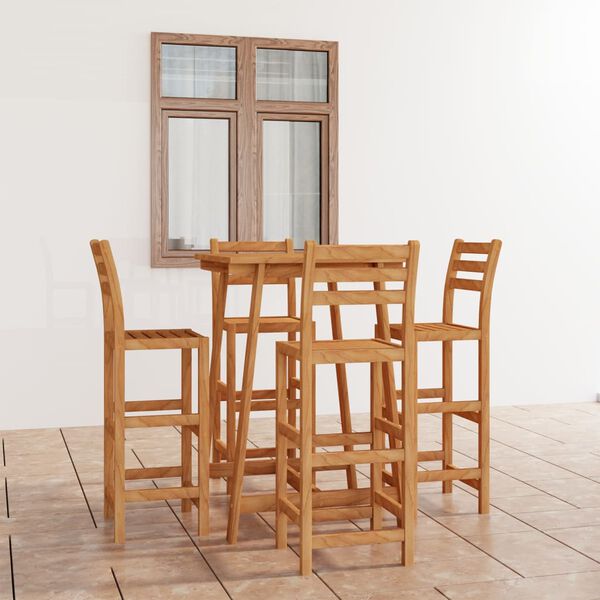 vidaXL 5-dielna vonkajšia barová súprava akáciový masív