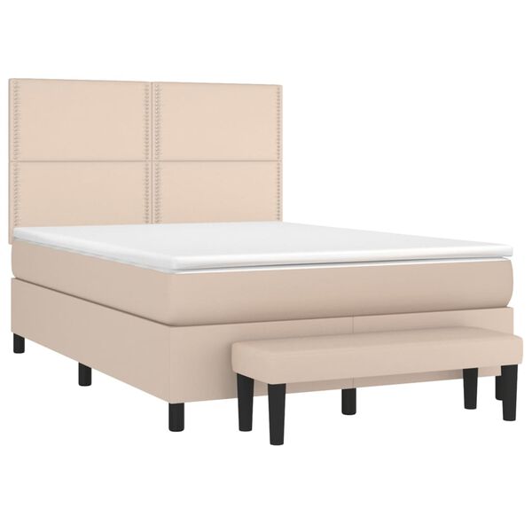vidaXL Boxspring posteľ s matracom kapuč&iacute;nov&aacute; 140x200 cm umel&aacute; koža