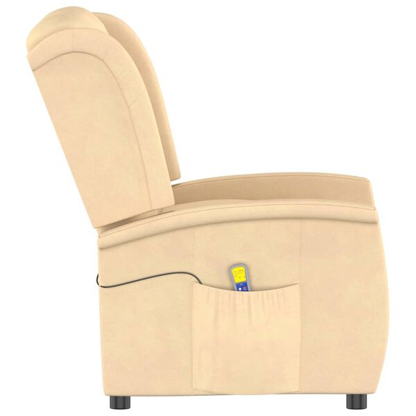 vidaXL 2-miestne sklápacie masážne kreslo, krémové, mikrovlákno