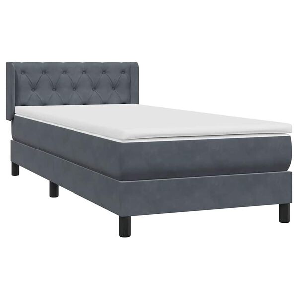 vidaXL Posteľn&yacute; r&aacute;m boxspring s matracom tmavosiv&yacute; 80x210 cm zamat