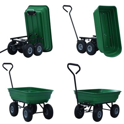 vidaXL Záhradný vyklápací ručný vozík zelený 300 kg 75 l