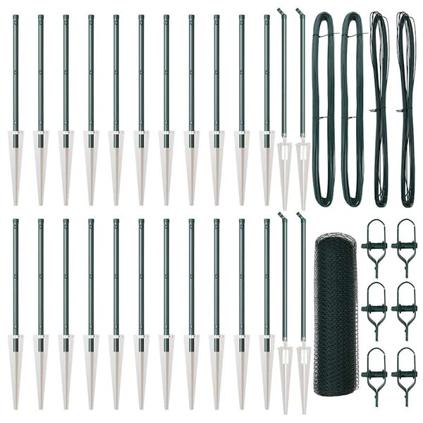 vidaXL Plot s stĺpmi Zelená 0.4 x 50 m Ocel potiahnutá PVC