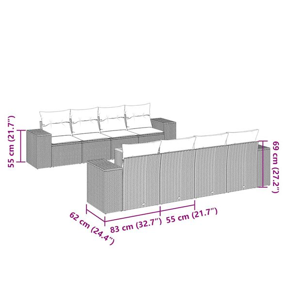 vidaXL 9-dielna z&aacute;hradn&aacute; jed&aacute;lensk&aacute; sada s vank&uacute;&scaron;mi čierna polyratan