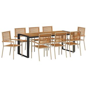 vidaXL Z&aacute;hradn&yacute; jed&aacute;lensk&yacute; set 9 pcs Bežov&aacute; a hned&aacute; polyratan