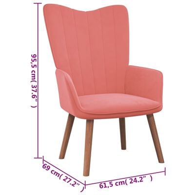 vidaXL Relaxačné kreslo s podnožkou, ružové, zamat