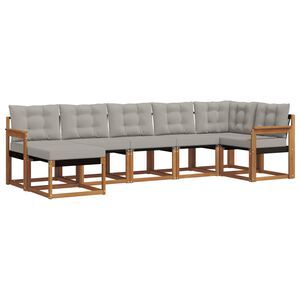 vidaXL Z&aacute;hradn&aacute; s&uacute;prava gaučov s vank&uacute;&scaron;om 7 pcs Pr&iacute;rodn&aacute; a svetlosiv&aacute;