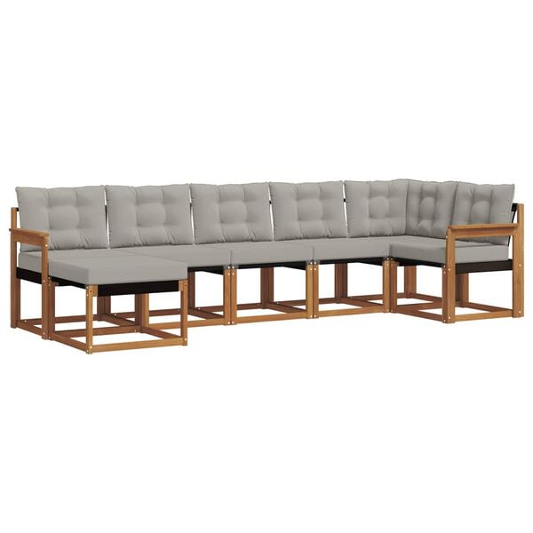 vidaXL Z&aacute;hradn&aacute; s&uacute;prava gaučov s vank&uacute;&scaron;om 7 pcs Pr&iacute;rodn&aacute; a svetlosiv&aacute;