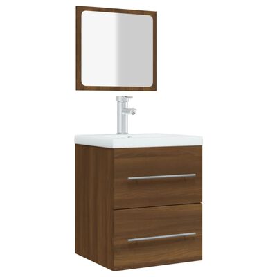 vidXL Kúpeľňová skrinka so zrkadlom hnedý dub 41x38,5x48 cm