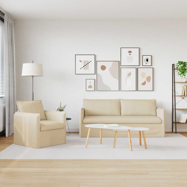 vidaXL Sada pohoviek 2 pcs Kr&eacute;mov&aacute; 196 x 82 x 85 cm l&aacute;tka