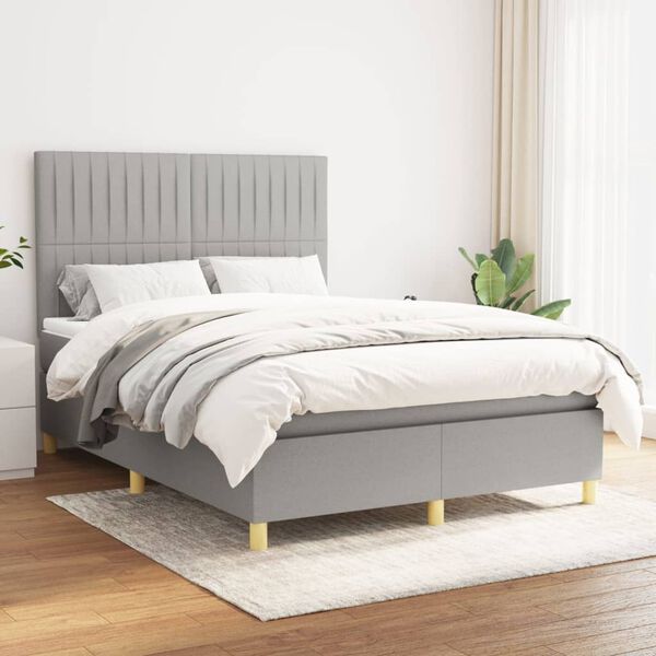 vidaXL Boxspring posteľ s matracom bledosiv&aacute; 140x200 cm l&aacute;tka