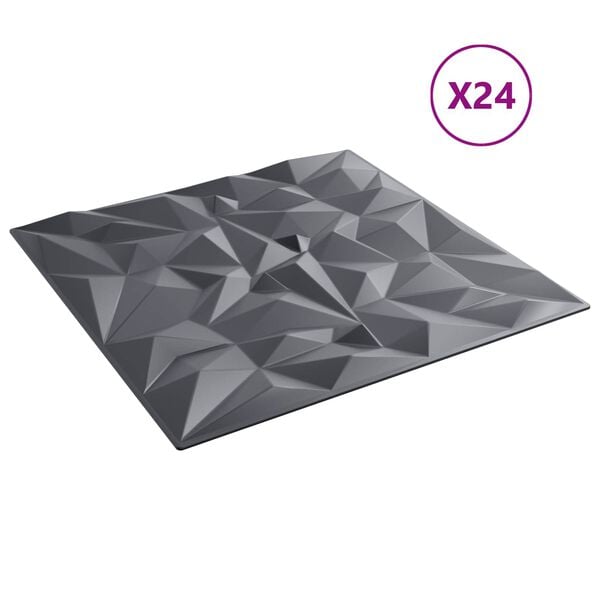 vidaXL N&aacute;stenn&eacute; panely 24 pcs Amethyst &Scaron;ed&yacute; 50 x 50 cm XPS Pena