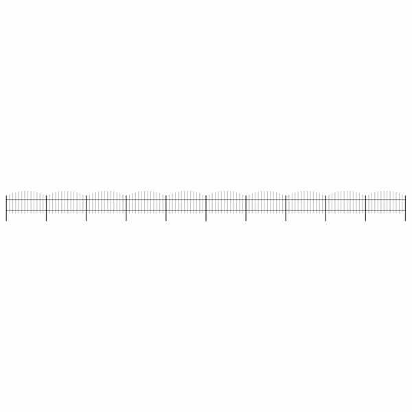 vidaXL Z&aacute;hradn&yacute; plot s vrchnou časťou z ocele 1781,5x125 cm čierny