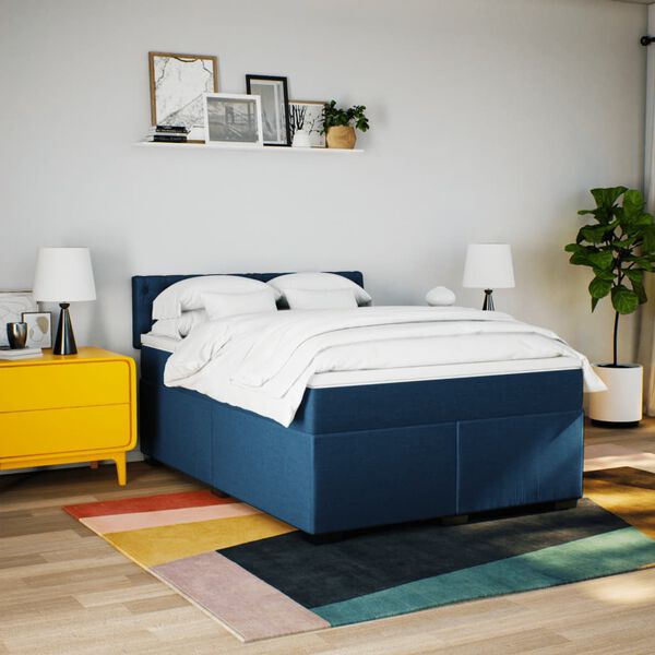 vidaXL Posteľn&yacute; r&aacute;m boxspring s matracom modr&yacute; 160x200 cm l&aacute;tka